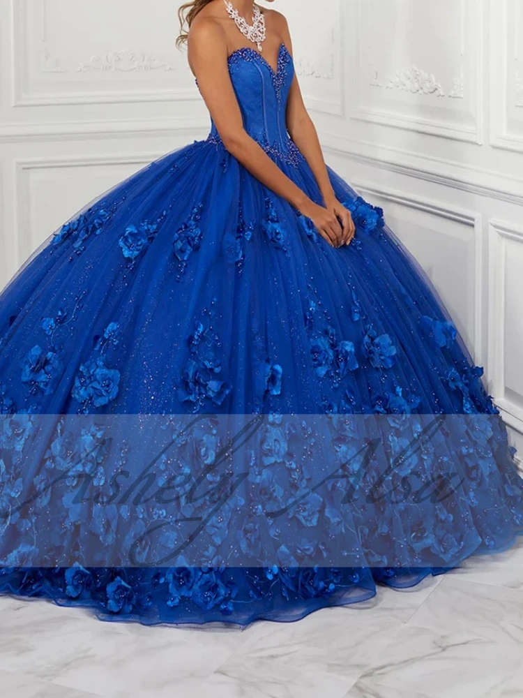 Vestidos De fiesta personalizados para mujer, Vestido hinchado Floral 3D con cuentas De corazón, Vestido De xv Anos dulce 15 16, Vestido para ocasión De graduación para quinceañera