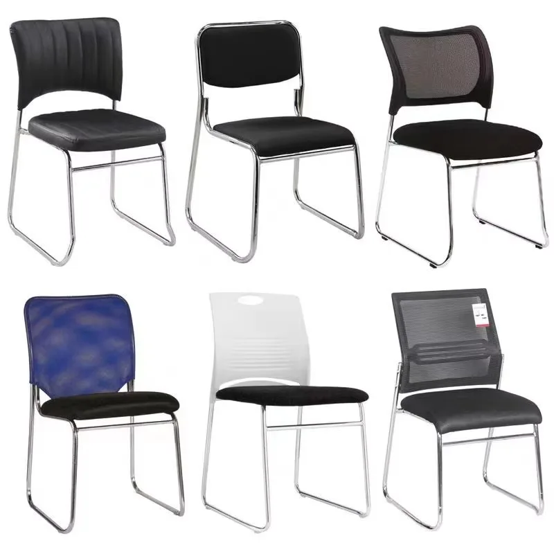 Modern Office Training Meeting Backrest Chair Stackable Steel Feet Mesh Fabric Metal Staff Dining Chair Dormitory Home