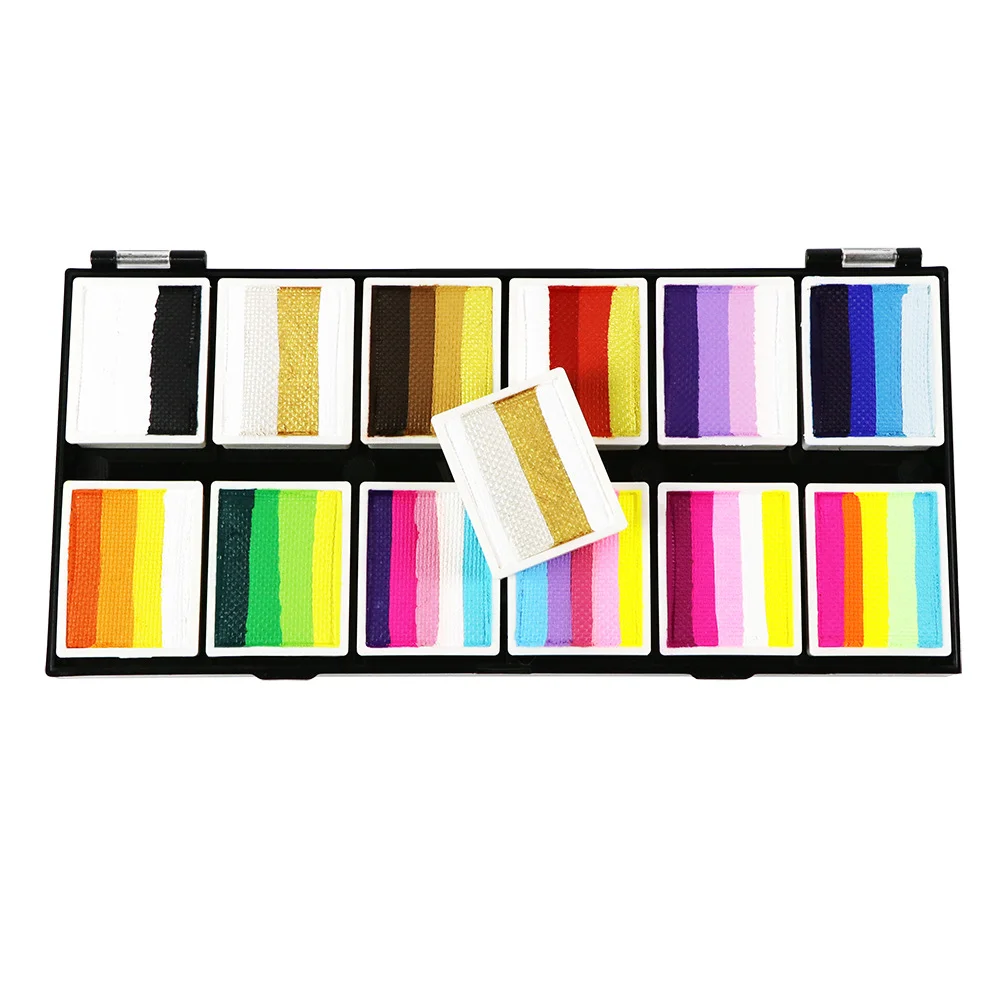 لوحة ألوان للوجه مكونة من 12 شبكة مع فرش ولوحات مائية للهالوين، لوحة جسم عيد الميلاد للبالغين والأطفال