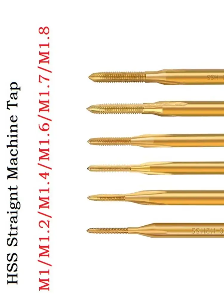 1pc HSS Thread Tap Screw Machine Tap Titanium Coating Metal Screw Hole Tap Drills Drill Bit M1 M1.2 M 1.4 M 1.6 M1.7 M1.8 Series