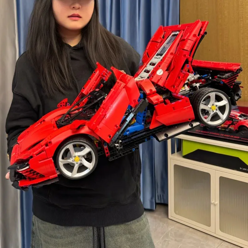 3778PCS MOC Technical 1:8 Red SP3 Supercar Building Blocks Set Model Collectible Display Assembly Toy Birthday Gifts