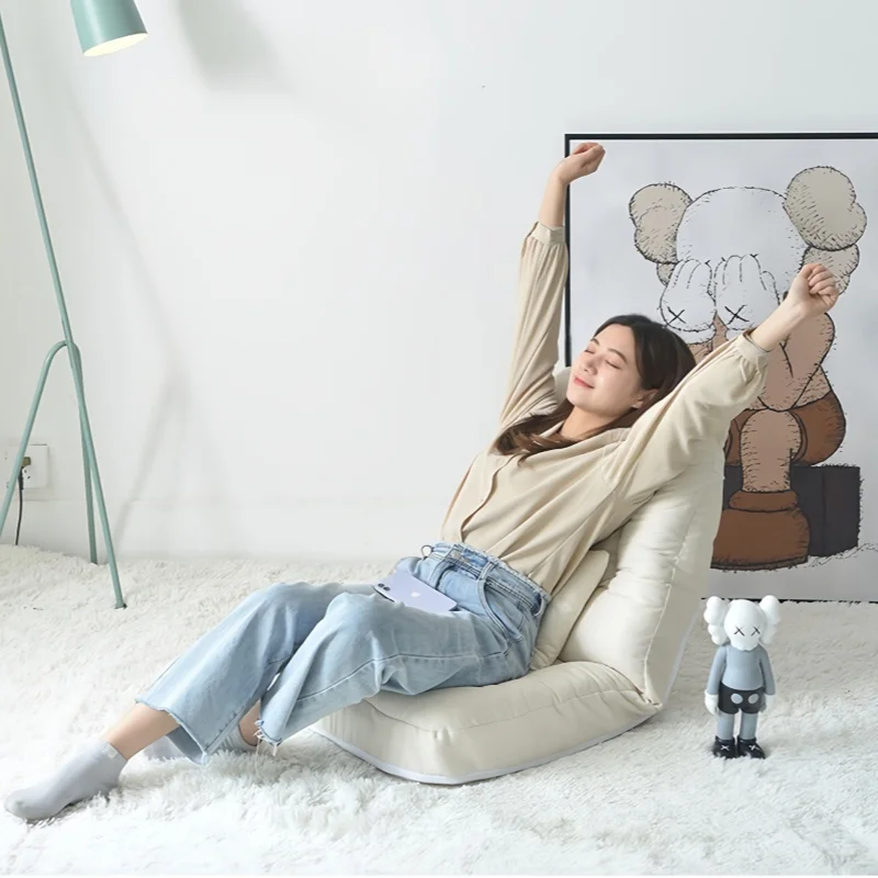 110*55cm Folding Tatami Single Lounger Sofa Adjustable Backrest Sofa Chair Home Living Room Bedroom Balcony Small Sofa