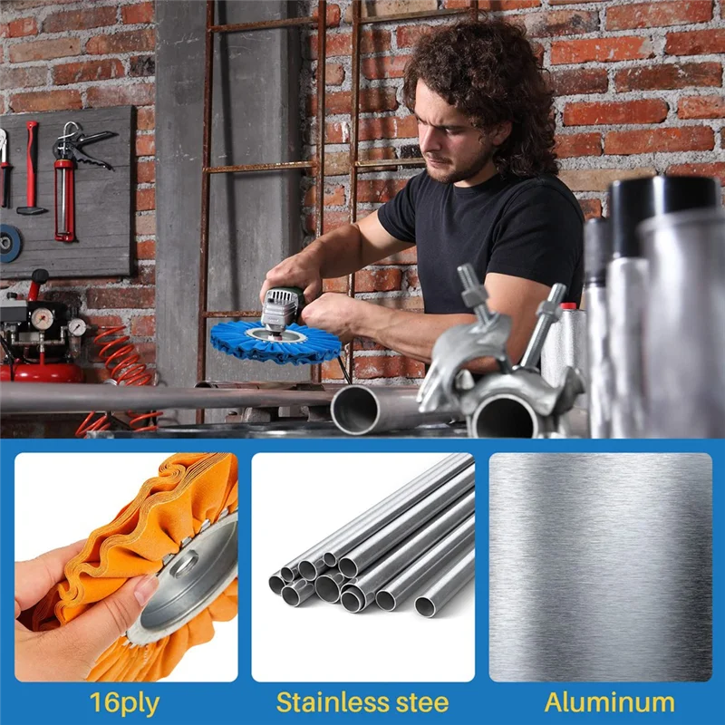 A53Q-6 Stuks 8Inch Luchtweg Buffing Wheel Aluminium Wiel Polijsten Kit Veilige Flens In Diameter 5/8 Inch Prieel voor Haakse Slijper