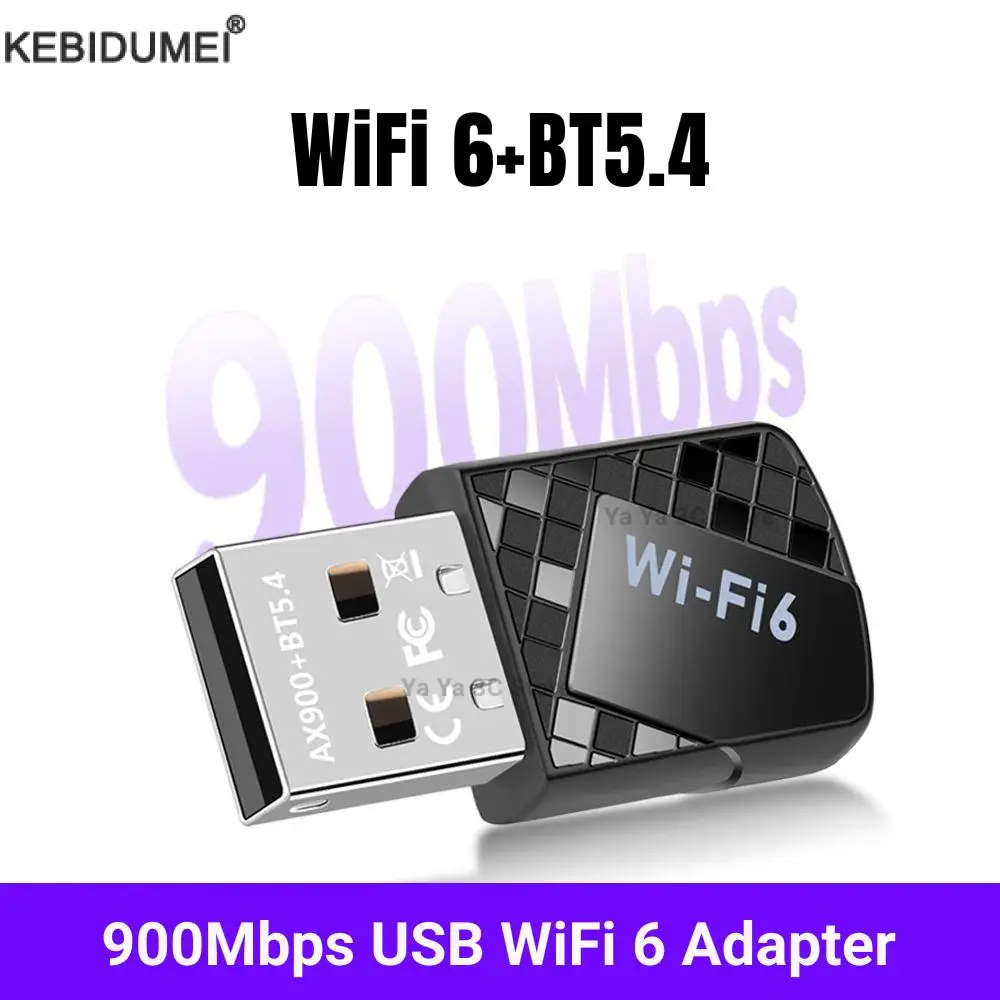 Adaptateur WiFi6 Bluetooth 5.4 900Mbps, Dongle USB Wifi 2 en 1, 2.4G 5GHz, carte réseau WiFi USB, récepteur réseau sans fil, pilote gratuit