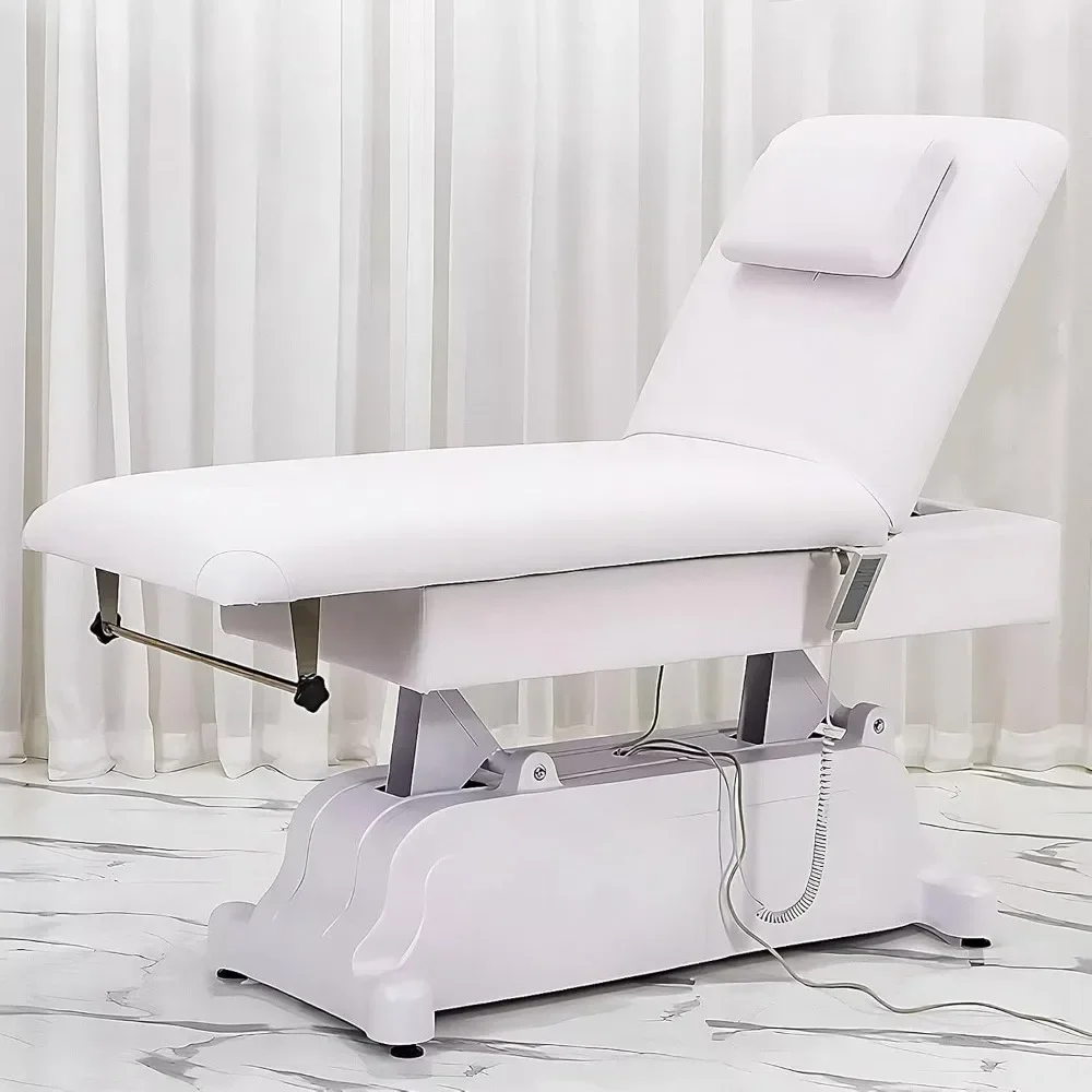 

Electric Spa Treatment Massage Table with Multi-Function Adjustment and White Simple Design,Facial Beauty Bed