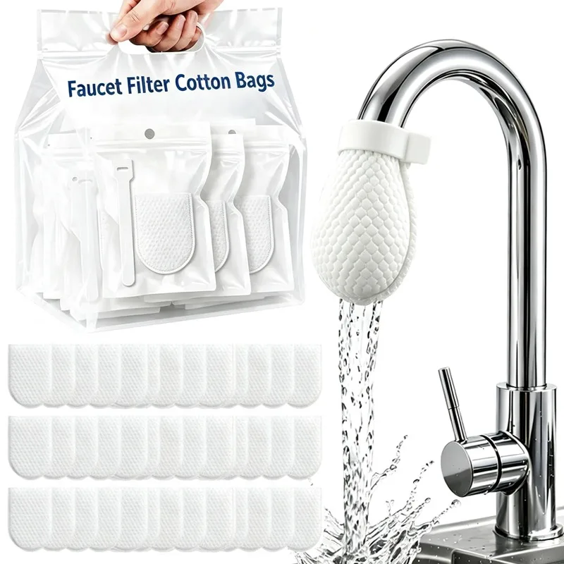 300/30x Faucet Filter Cotton Bags With Straps Anti Splash Kitchen Tap Water Filter Mesh Replacement Bathroom Sink Tap Accessory