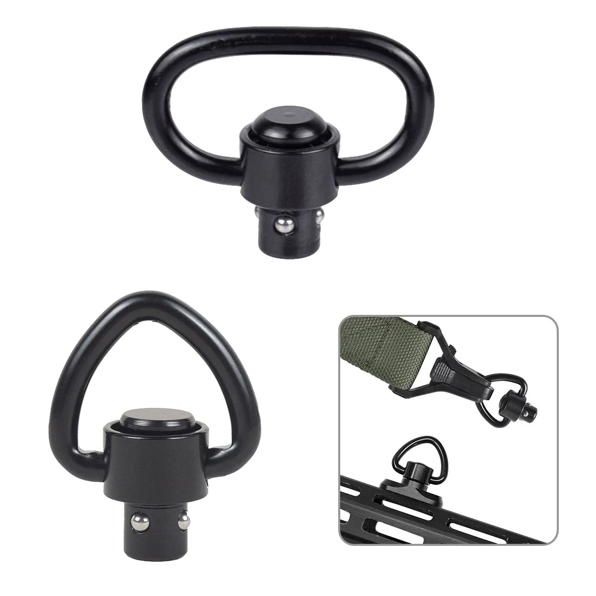 Tactical Strap Gun Sling Swivel Buckle Heart Shaped Ring Quick Release Steel Ball Black Qd Ak Adjustable Hunting Airsoft Rifle