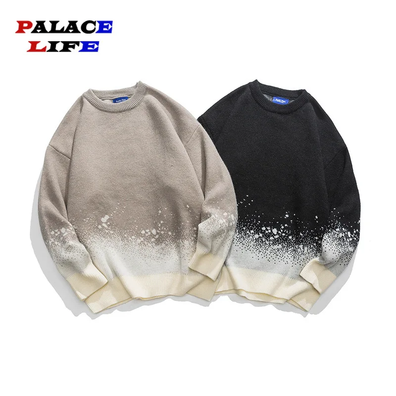 Winter Couple Sweater Harajuku Vintage Printed Knitted Sweaters Men's Autumn Pullover Hiphop Fashion Loose Jumpers Ropa Hombre