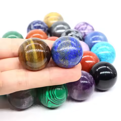 25mm Natural Stone Round Ball Healing Crystal Amethyst Sphere Mineral Specimen Energy Meditation Gems Globe Home Decoration Gift