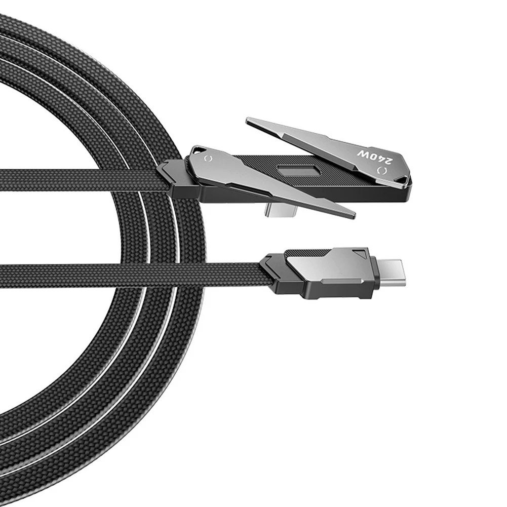 240W Charging Cable with Embedded Phone Support Mechanism and 1.2m Length Zinc Alloy Aluminum Alloy Shell for Extended Use