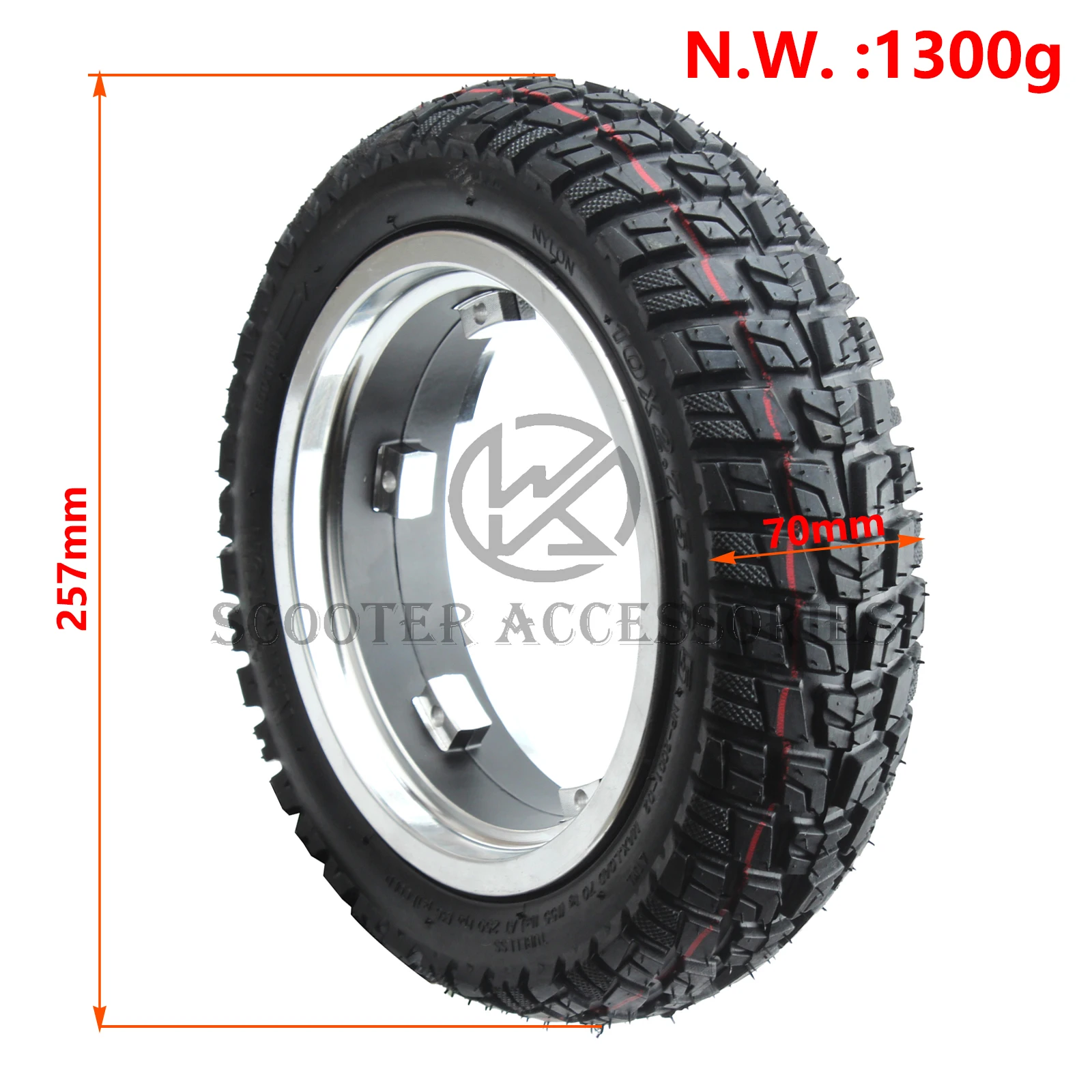 10x2.70-6.5 Off-road Tubeless Tyre with Hub for DT3 Dualtron Victor Speedway 5 Electric Scooter Wheel