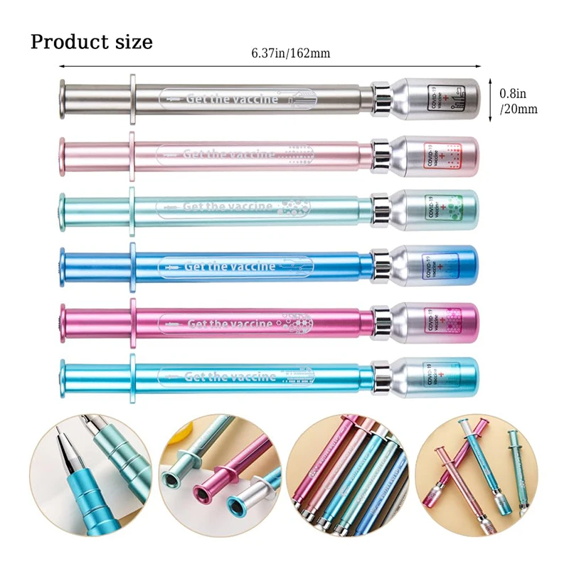 12Pcs Student Beautiful Neutral Pen Vaccine Needle Light Pen Creative Stationery Smooth Signature Pens