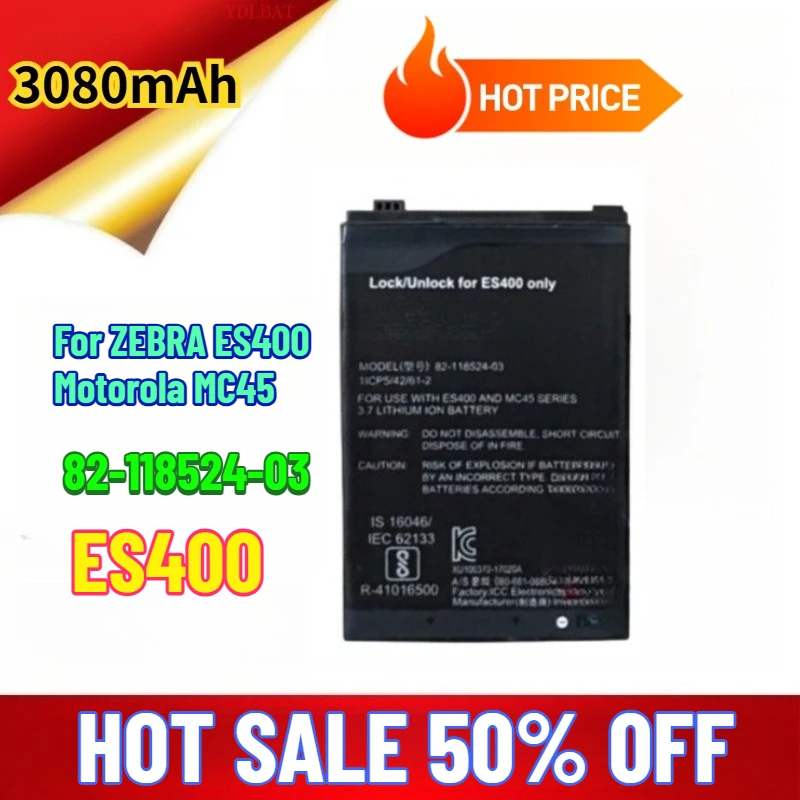 

3080mAh MC45 Brand New Battery 82-118524-03 for ZEBRA ES400 Motorola MC45