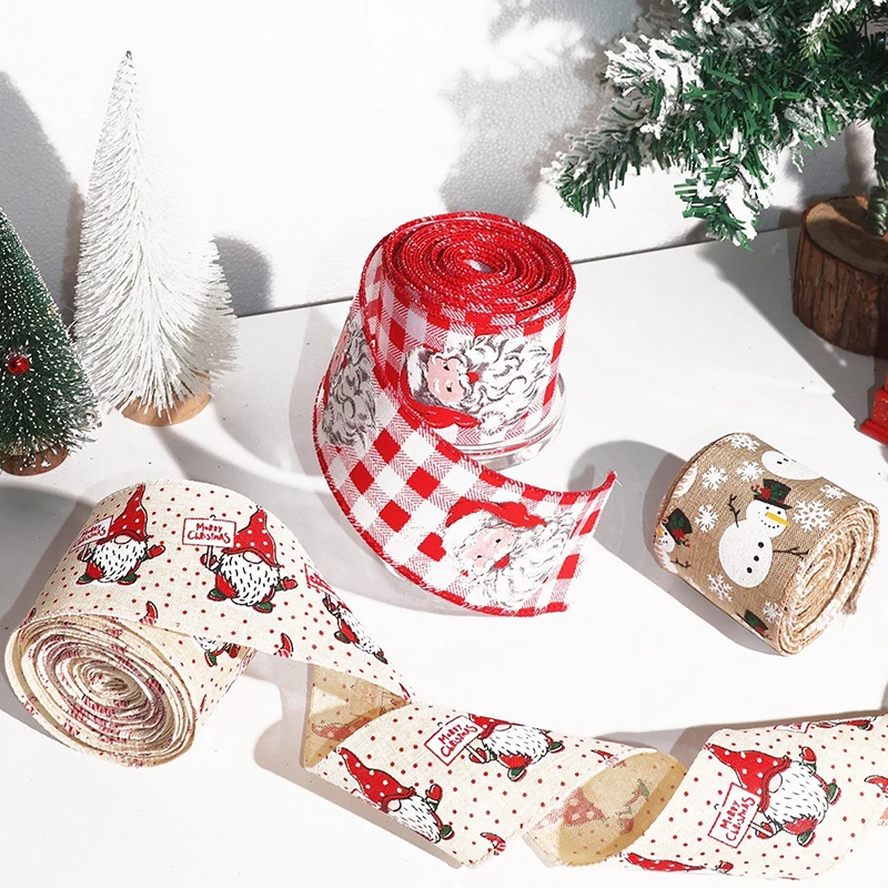 

1pc New Christmas Imitation Linen Ribbon - DIY Bow Ribbon for Christmas Tree, Birthday Party & Gift Box Strap Decoration