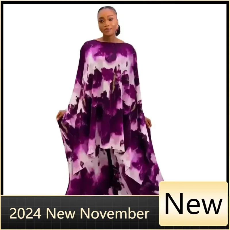 2 Piece African Clothes for Women Autumn African Long Sleeve Polyester Print Top Long Pant Matching Sets Outfits Africa Clothing