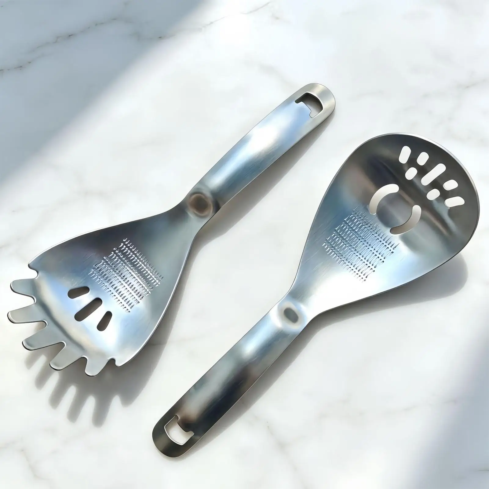 Stainless Steel Slotted Spoon Multi-functional Food Masher Kitchen Cooking Gadget For Egg Separator Potato Garlic Masher