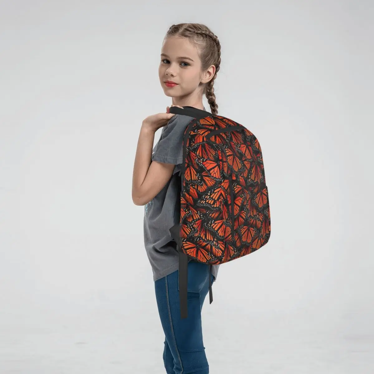 Orange Monarch Butterfly Backpack Daypack Boys Girls BookBag School Bag Shoulder Bags for Men Women