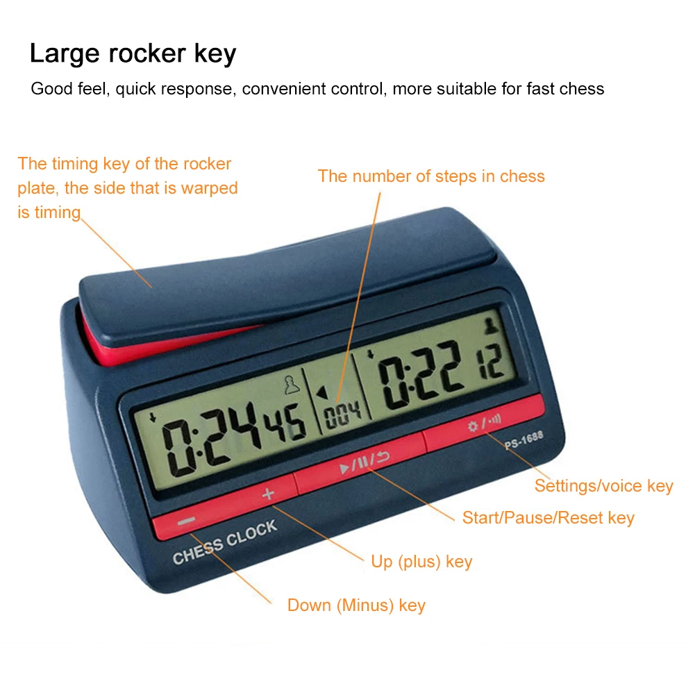 Stopwatch Board Clock Professional Digital Chess Clock Plastic Battery Powered Multifunctional Lightweight for Training Teaching view 4
