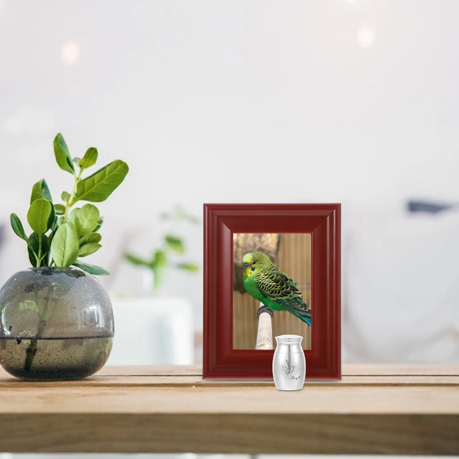 Silver Memorial Urn for Ashes – Bird Design Cremation Keepsake Box