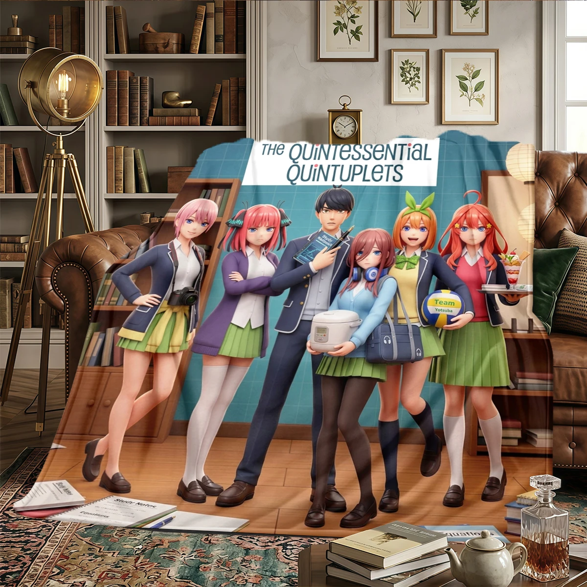 The Quintessential Quintuplets Warm Flannel Blanket Printed Comfortable, Fits Beds, Chairs, Travel -HE65
