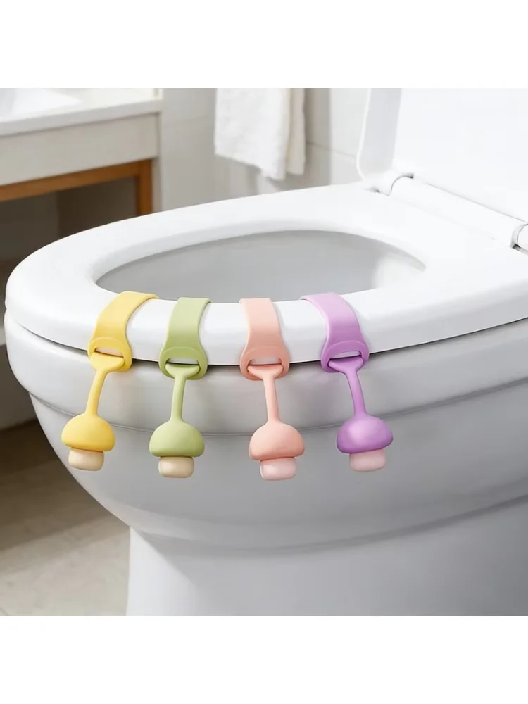 1/4pc Silicone Lifting Toilet Seat Toilet Seat Pull Ring Lid Opener Sanitary and Antifouling Bathroom Seat Lifter Accessories