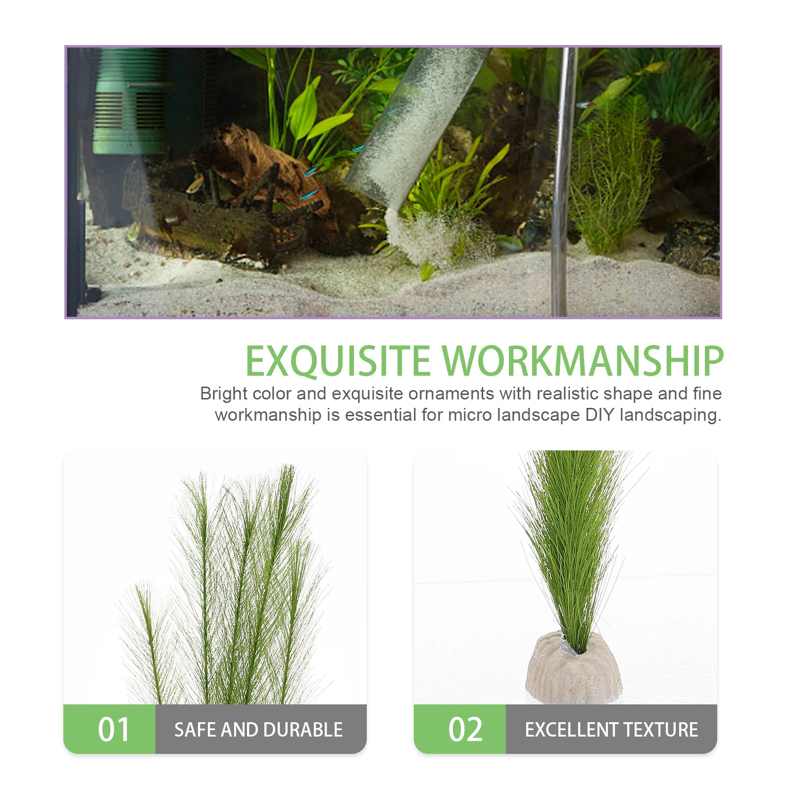 

2pcs Artificial Silk Plants For Aquarium Plastic Aquarium Plant Decor Fish Tank Scene Decoration Home Office Water Plant