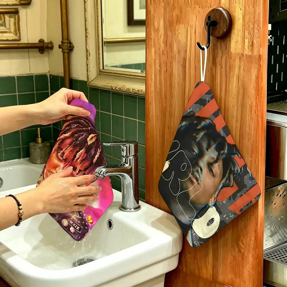 Classic Emo Rapper J-Juice W-Wrld Polyester Cotton Hand Wiping Towel, Hanging Design, Durable for Household Restaurant