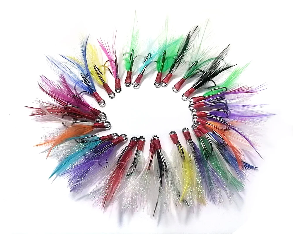 25 colors, one color and one package, a total of 25 packages, 500.2 4 6 8 #  Black Fishing Hooks with Feather Fly Fishing Tackle