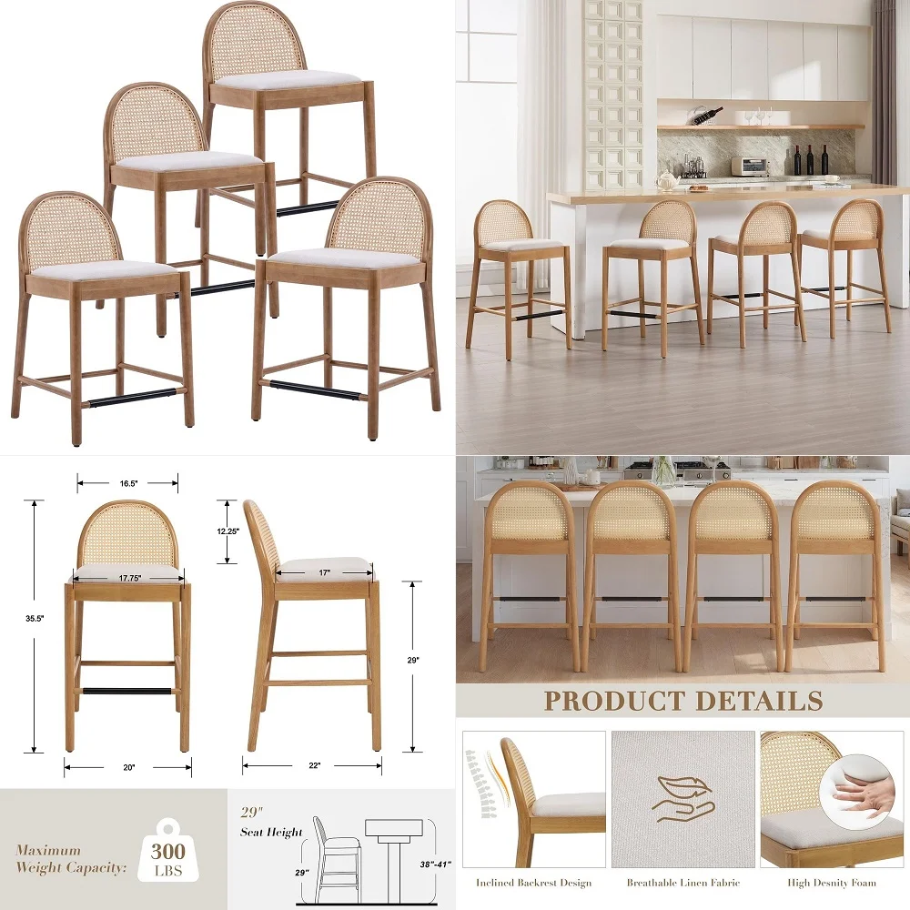 

Height Bar Stools,Bar Stools Set of 3,26 PU Leather Modern Kitchen BarStools with Backs,Bar Chairs with Metal Black Frames,Supp