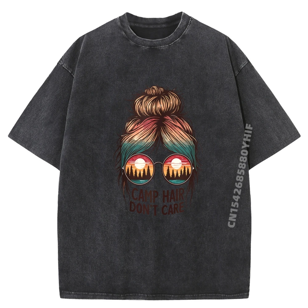 

Свободные футболки Camp Hair Dont Care для кемпинга, женские футболки, потертые футболки в стиле ретро, футболка с графическим принтом, роскошный брендовый принт