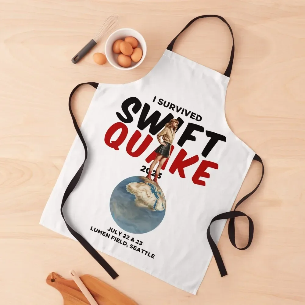 

I Survived Swift Quake Seattle Apron Ladies Trim Cloth barber uniform Apron