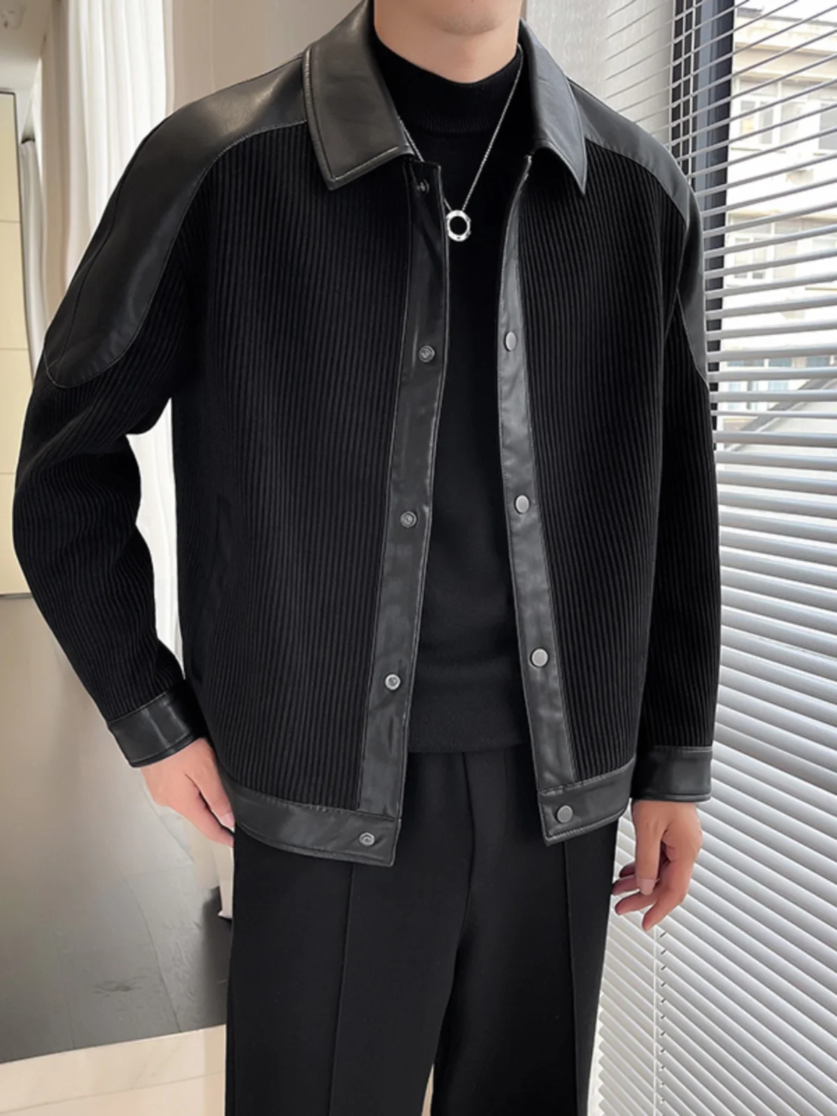 

Мужская куртка с отложным воротником из мягкой искусственной кожи, осенне-зимняя, модная, в корейском стиле, универсальная верхняя одежда, популярная в интернете