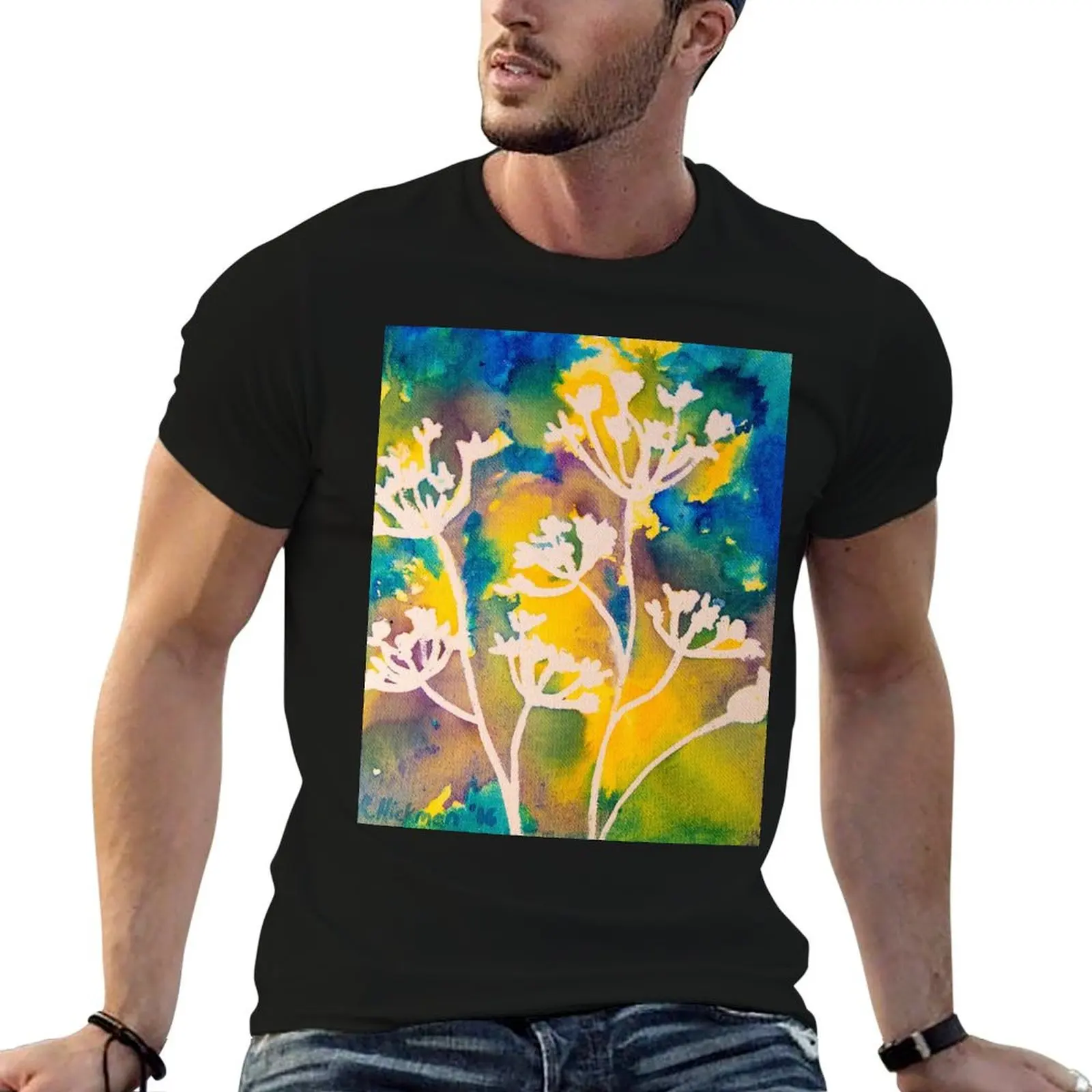 Cow Parsley Abstract Silhouette T-Shirt sports fans plus sizes vintage street wear mens fashion