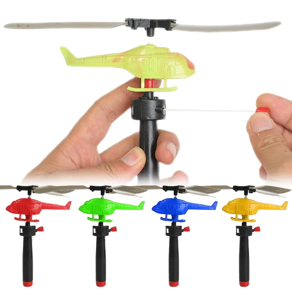 Handle Cable Power Helicopter Toys Outdoor Parent-child Interaction Cable Bamboo Dragonfly Airplane Kids Holding Airplane Gifts