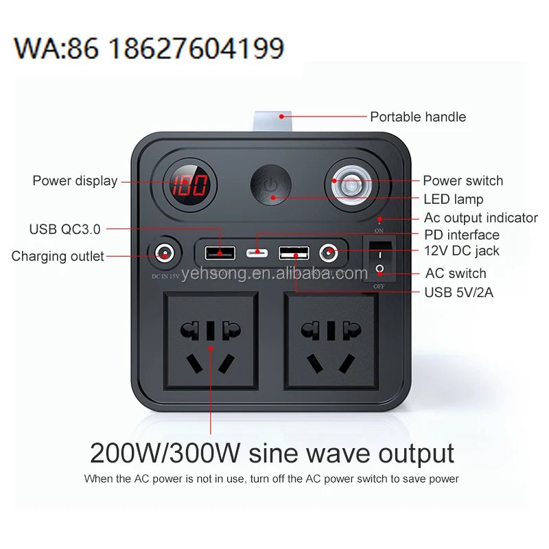 500W Large Capacity Solar Portable Power Supply, Pure Sine Wave MPPT Design, Outdoor Camping Emergency Generator