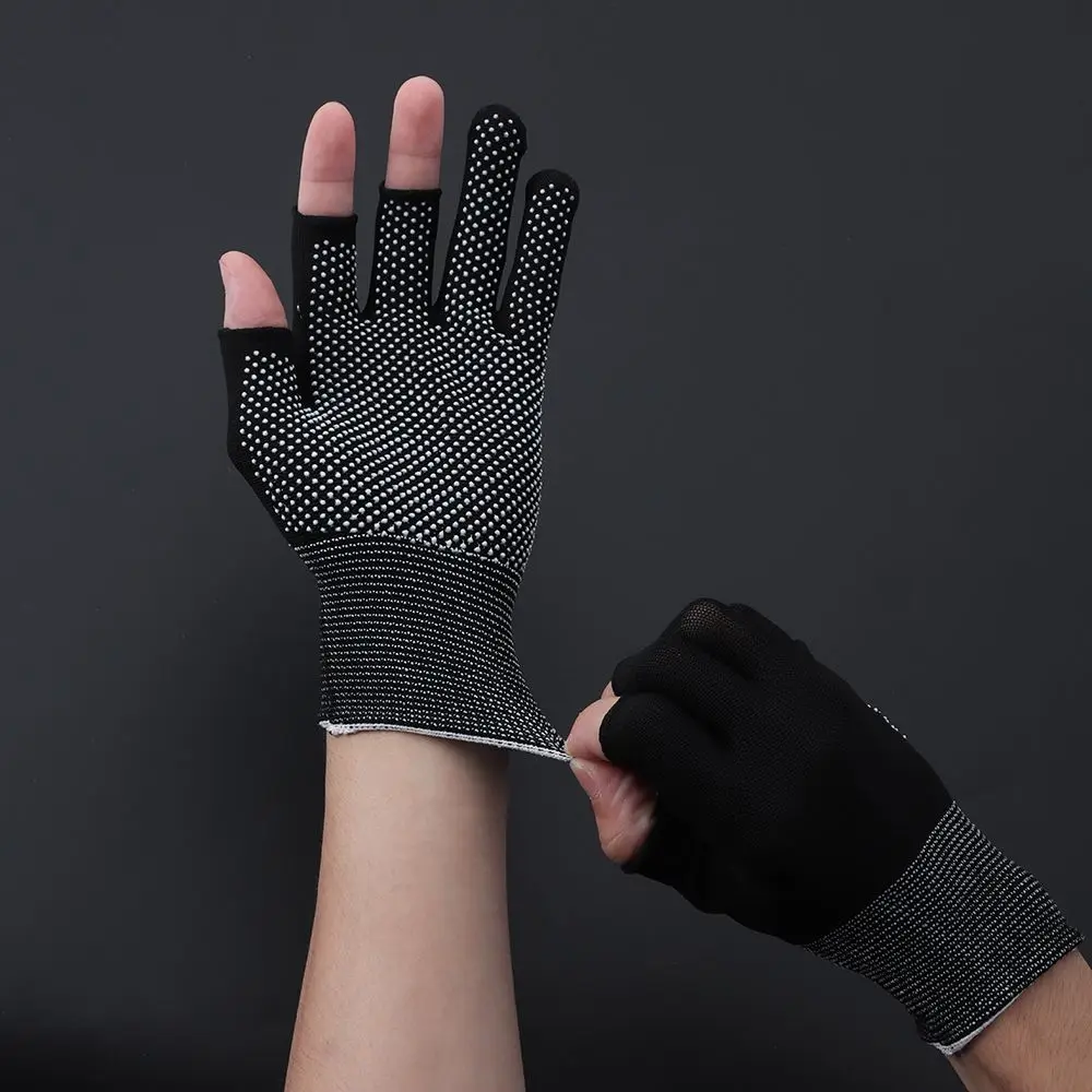 Spring Summer Stretch Sunscreen Anti-Slip Fishing Gloves Sun Protection Driving Mittens Open/Half Fingers