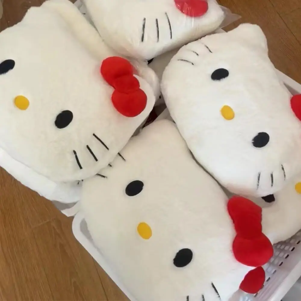 *Sanrio Cartoon Hello Kitty imbottito cuscino Kawaii Kitty Cat testa grande divano cuscino da comodino bambola di pezza morbida cuscino per pisolino regali