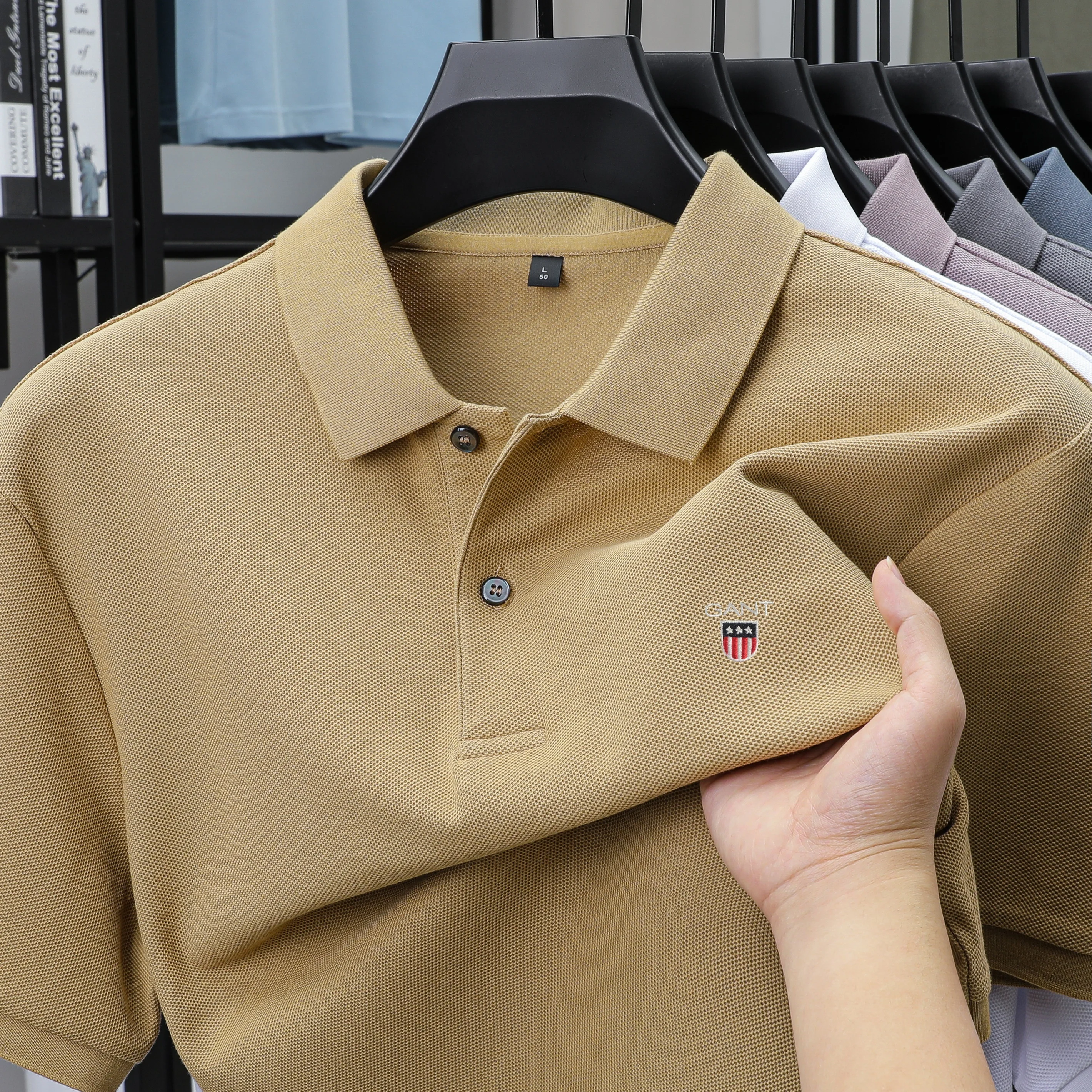 High-end 100% Cotton Short Sleeve Polo Shirt Men's Summer Luxury Brand Breathable Paul T-shirt Exquisite Embroidery Casual Top image 2