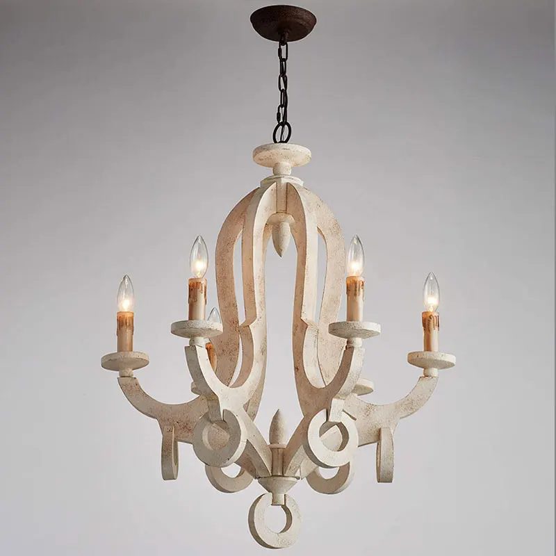Vintage American Style Solid Wood Old Chandelier Living Room Dining Room Bar Cafe Clothing Store Villa Pendent Lamp