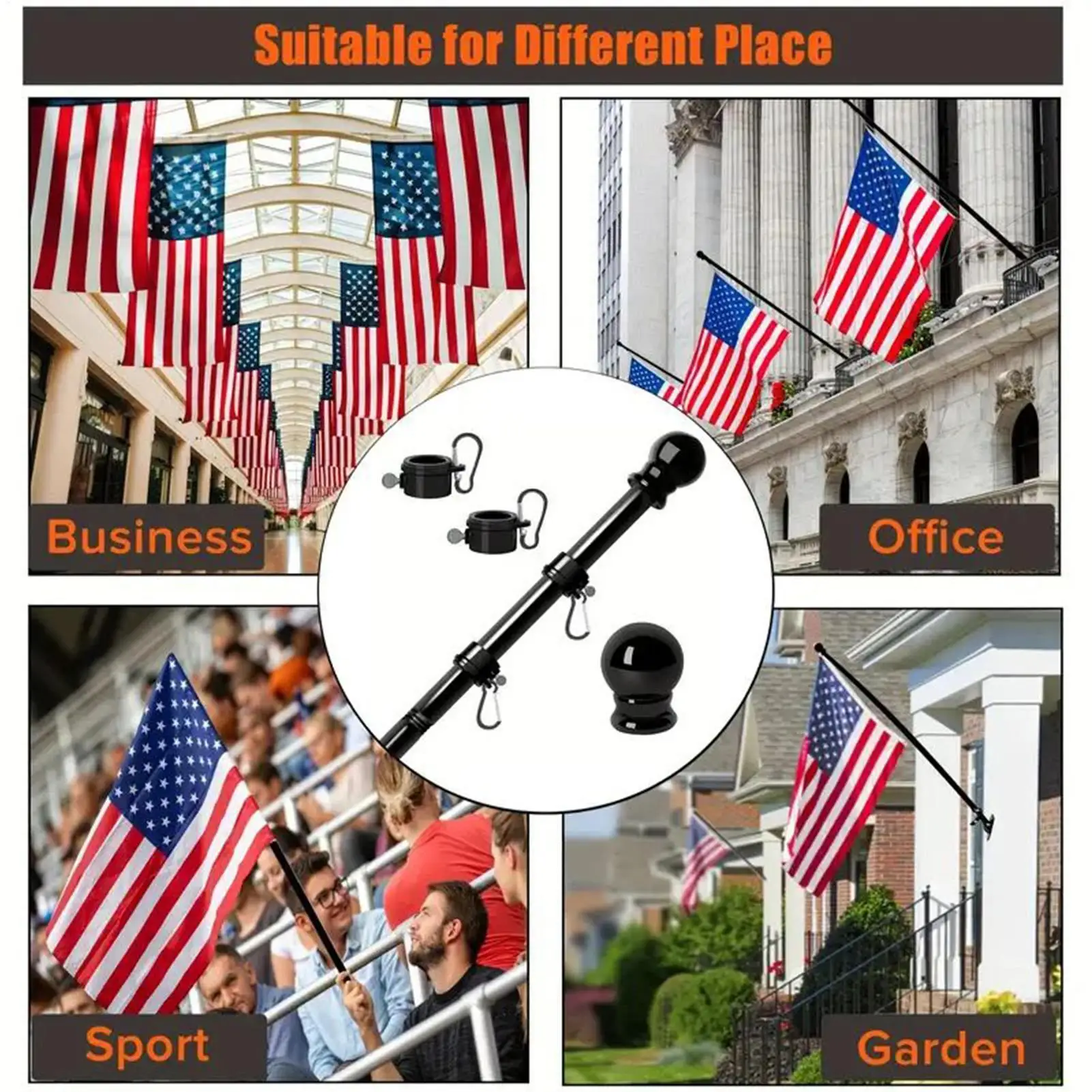

Flag Pole For Outside House Telescopic Heavy Duty Porch Flag Pole Outdoor Banners For Garden Indoor Ground Car Outside Beach