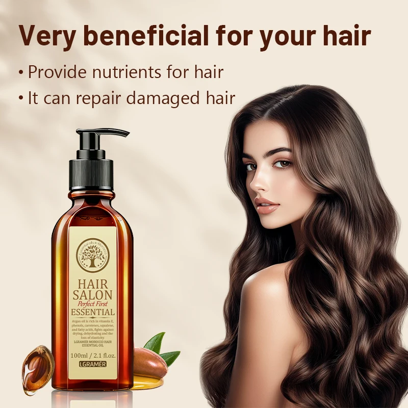 100ml Moroccan Argan Hair Essential Oil Hair Salon Care Serum Anti-Frizz Repair Dry Damaged Hair Nourish Scalp Add Shine Hair view 3