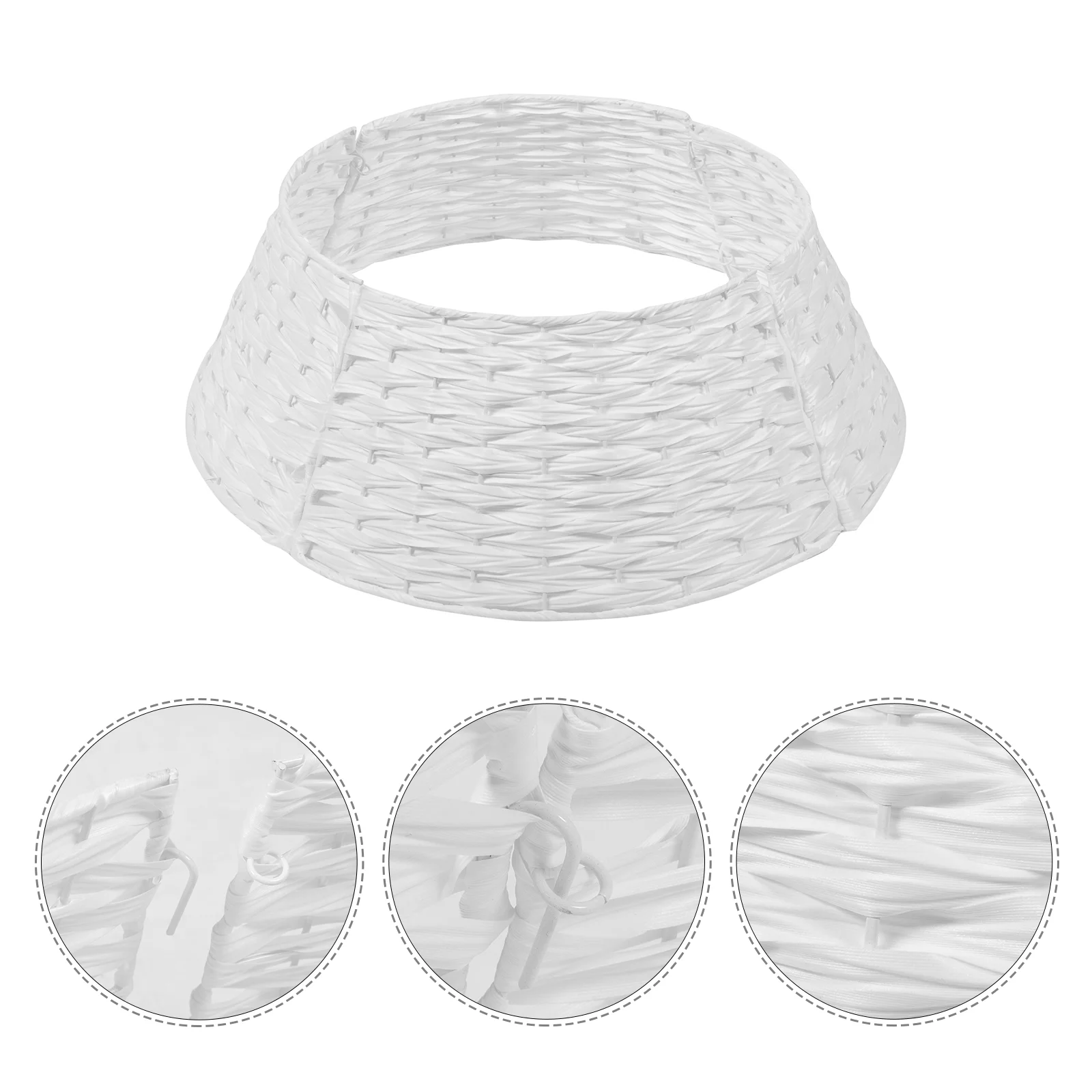 

Wicker Christmas Tree Stand Fence Covers Artificial Xmas Skirt Collar White Plastic