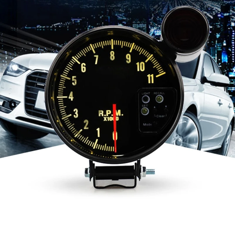 7 Color LED Auto Tachometer Tacho Gauges 0~11000 Meter 5