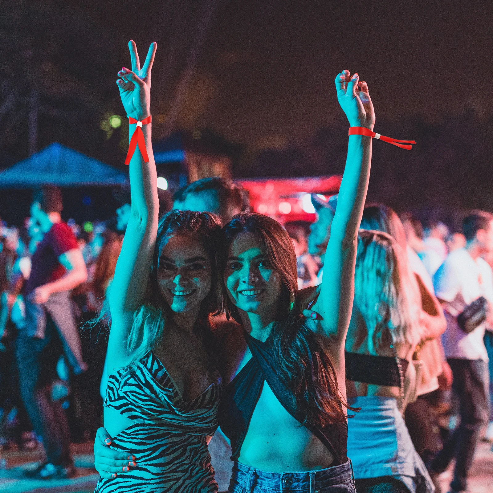 

10pcs Red Silk Wristbands Music Support Bands Event Party Concert Entry Straps Comfortable One Size Fits Most