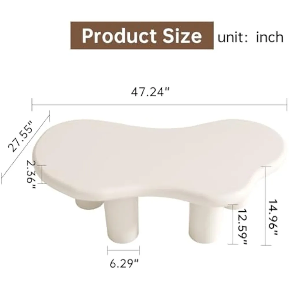 Mesa De Centro Nuvem Com 4 Pernas, Mesa De Café Branca Creme Irregular, Mesa Central Moderna Para Sala De Estar, Mesa De Chá Interior