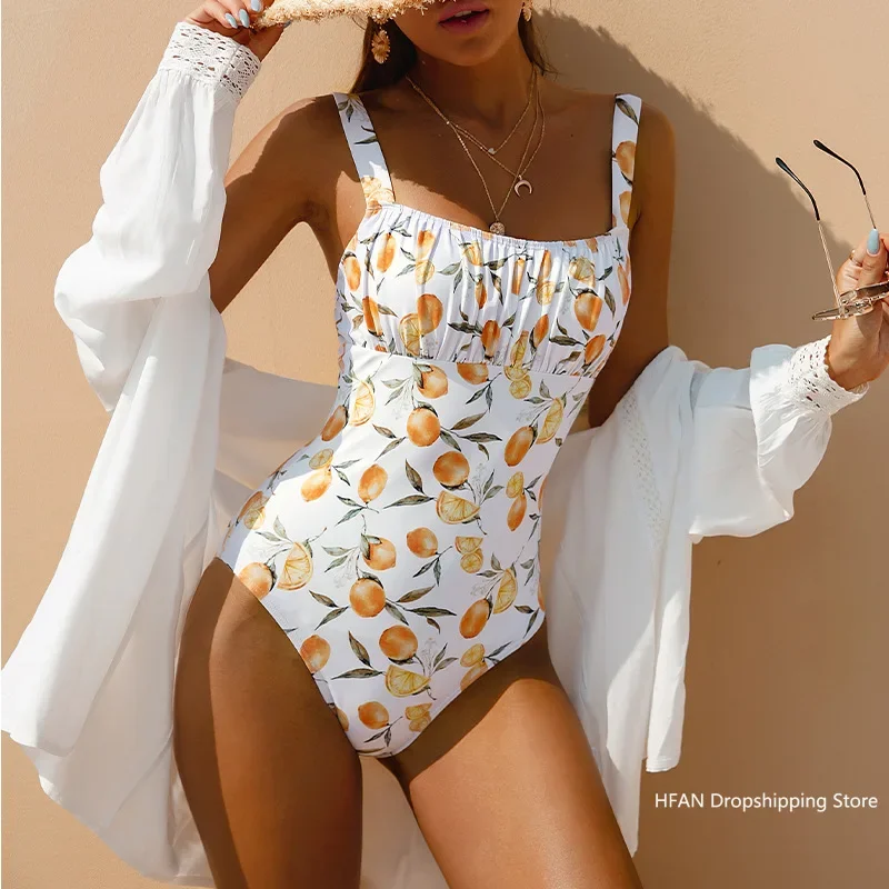 2024 new swimwear female Fruit print one piece swimsuit women Sports bathing suit swim suit beach wear bodysuit