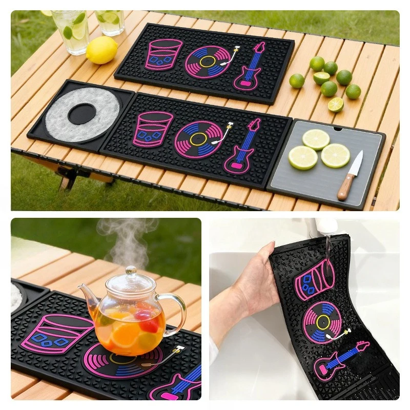 Thickened Kitchen Drain Mat Three-dimensional Structure Flower Pattern Heat Resistant Mat Waterproof Easy Clean Bar Mat Home Bar