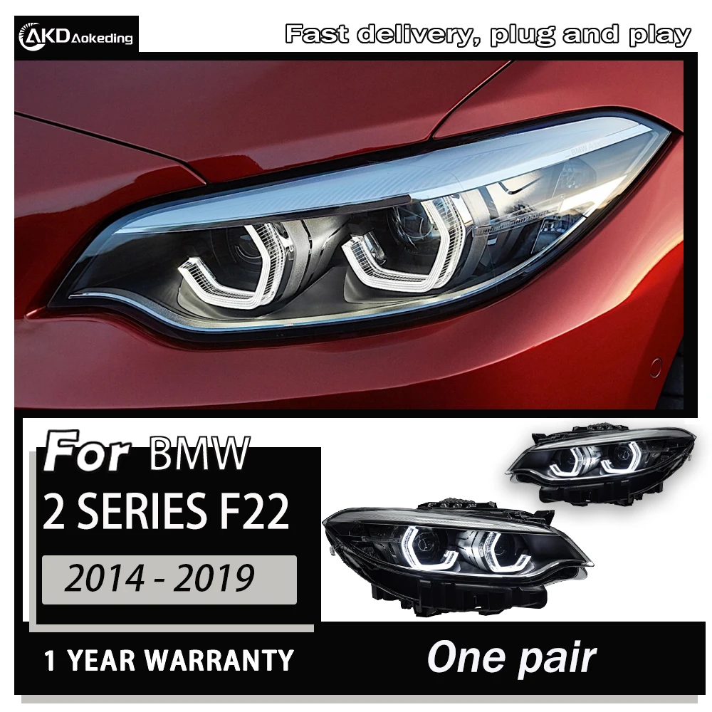 Head Lamp for BMW 2 Series F22  LED Headlight 2014-2019 Headlights M2 F23 F87 DRL Turn Signal High Beam Angel Eye Projector