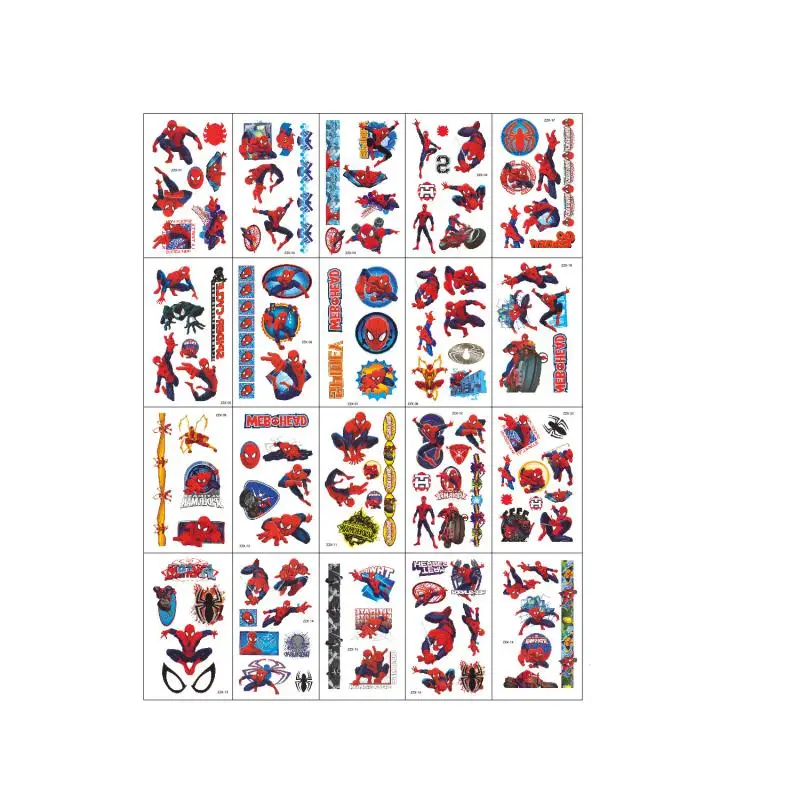 20 قطعة/المجموعة/مجموعة من ملصقات الوشم المؤقت مارفل سبايدر مان، وشم كرتوني كهدية عيد ميلاد، ملصق تاتو فني مزيف للجسم #4