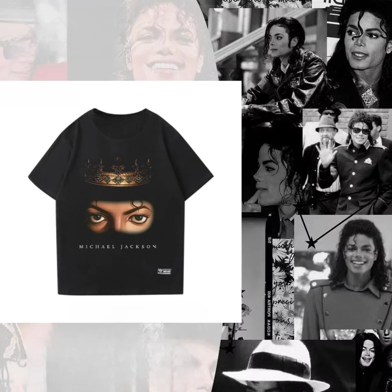 

Винтажная футболка Майкла Джексона в стиле панк, винтажная футболка в стиле хэви-метал, свободная хлопковая футболка с короткими рукавами для уличной культуры, мужская и женская футболка